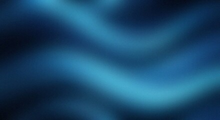 Mysterious glowing blue light waves in dark space noise texture banner retro poster header cover design © Unique Images