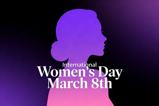 Womens Day silhouette on gradient background