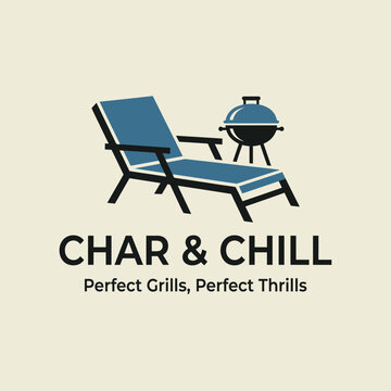 Beach lounge chair with barbecue grill.