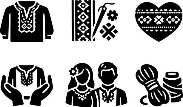 Embroidery needlework and craft icons. Vector