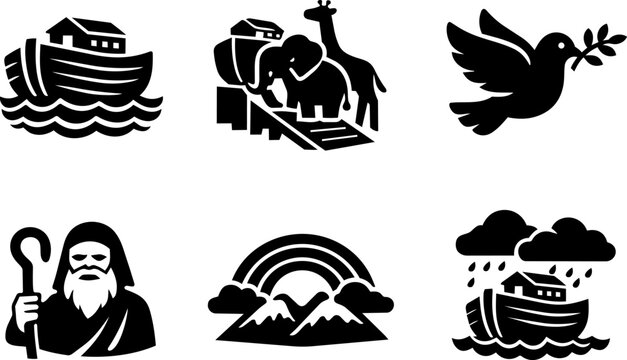 Noah ark and biblical story icons