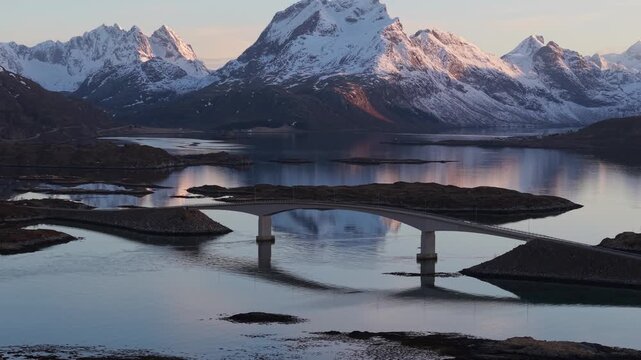 Exploring the landscape with mountains and a river in the morning light at a quiet location