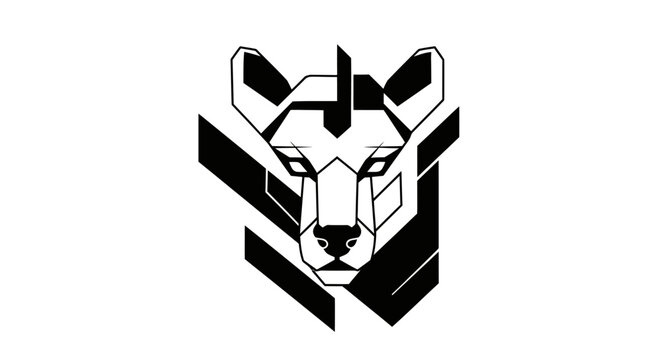 Geometric Wolf Head Logo, Abstract Animal Symbol, Modern Tribal Design