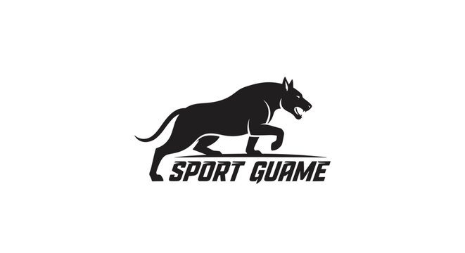Black dog running sport logo.