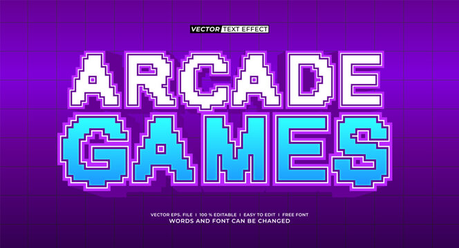 Pixel Arcade Gaming Vector Text Style