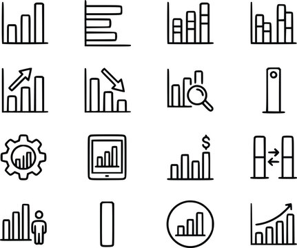 Data Charts and Business Analytics Hand-Drawn Icons Set