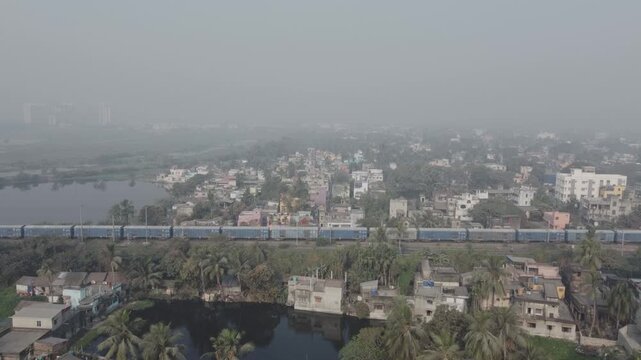 Aerial view shot of Howrah city