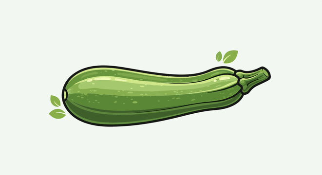 A vibrant green zucchini with delicate leaves and smooth texture