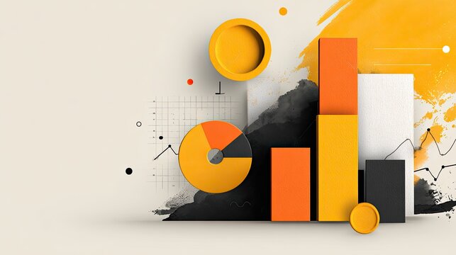 Colorful Abstract Data Visualization with Charts and Graphical Elements