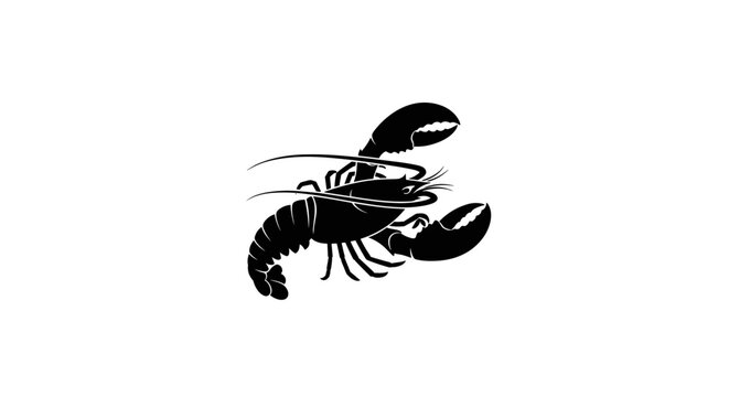 Black Lobster Crustacean Side View.