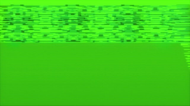 Neon green VHS grain noise overlay with glitching color static and retro analog strobe texture, for use as video overlay.