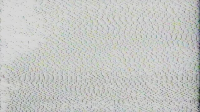Retro VHS color grain overlay with pulsing analog noise and vivid glitch texture distortion, for use as video overlay.
