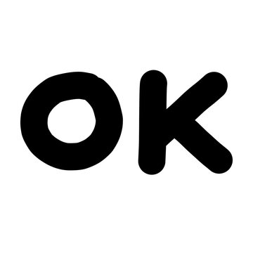 Hand made OK writing icon isolated on white background