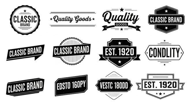 Collection of vintage and classic brand logos and emblems.