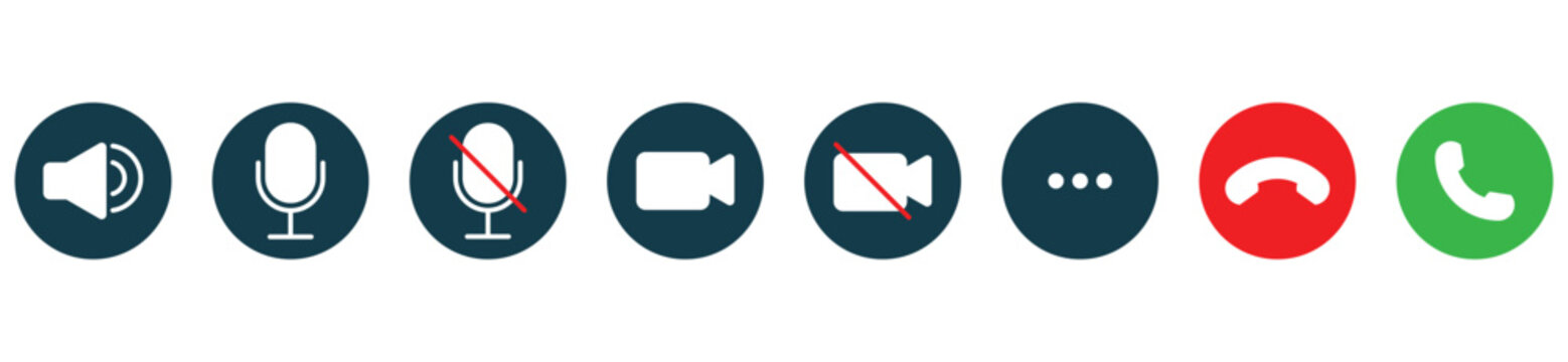 User Communication Controls with Microphone Camera and Phone Icons