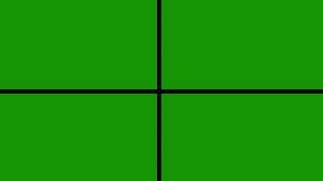 Four Window Frame Grid Transition Elements | Split Screen 2D Motion Graphics Animation on Green Screen