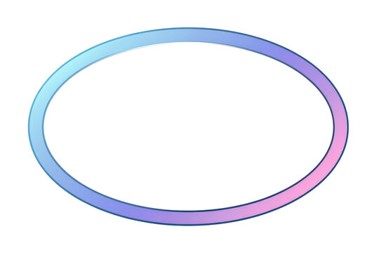 An elliptical shape, gradient color from blue to pink, on a solid black background. Interior space is hollow