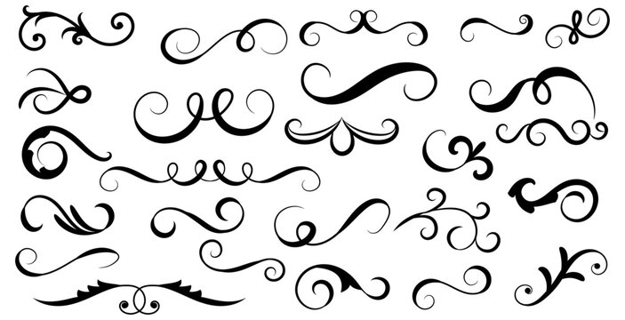 Abstract Floral Swirl Ornament Collection Decorative Design Elements