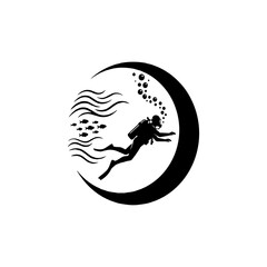 Scuba Diving Vector Illustration – Underwater Diver Adventure Silhouette Design © Ahmmed karim
