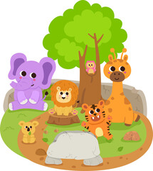 Naklejka premium illustration animal zoo