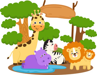 Naklejka premium illustration animal zoo