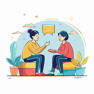 Two people talking and sharing ideas