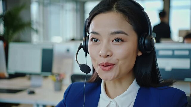 Customer service representatives engage with clients at a call center in a busy urban area during working hours