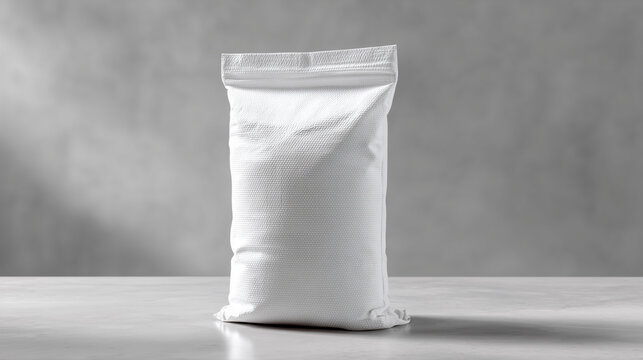 White woven polypropylene sack for flour, sugar, or agricultural products, isolated on transparent background