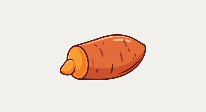 Cartoon carrot with a stem and textured skin on a light background