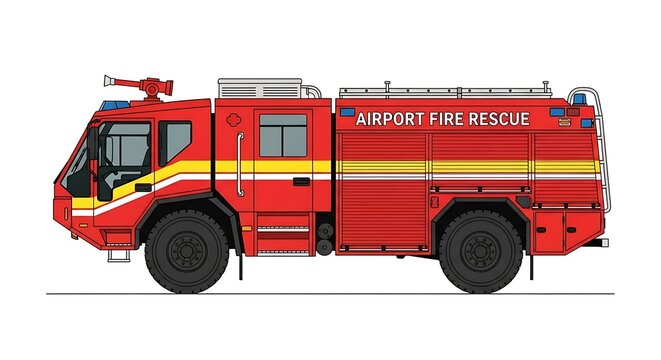 Red Airport Fire Rescue Truck.
