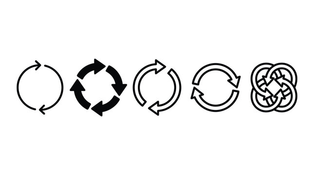 Transfer, swap, exchange, spin, flip concept. Circular arrow editable stroke outline icon isolated on white background flat vector illustration