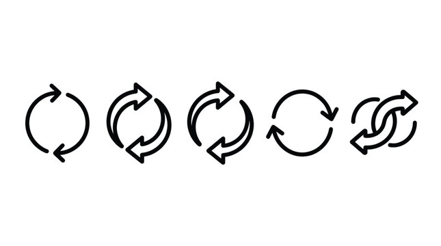 Transfer, swap, exchange, spin, flip concept. Circular arrow editable stroke outline icon isolated on white background flat vector illustration