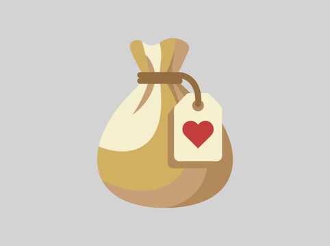 An artistic depiction of a bag with a heart-shaped tag, symbolizing love, care, and the personal value people assign to what they cherish in their lives.