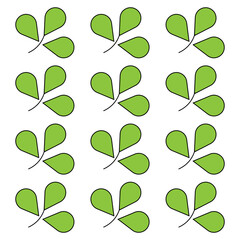 Obraz premium Green clover leaves. Nature pattern Vector tile. Repetitive plant element. Spring botany concept.