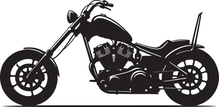 Vintage chopper motorcycle silhouette, classic custom motorbike vector illustration, black and white biker culture graphic for t-shirt design