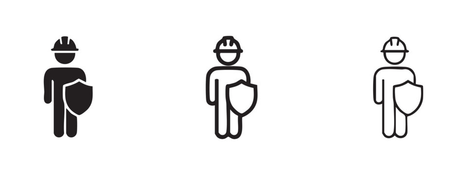 Construction Worker Safety and Protection Icon Set
