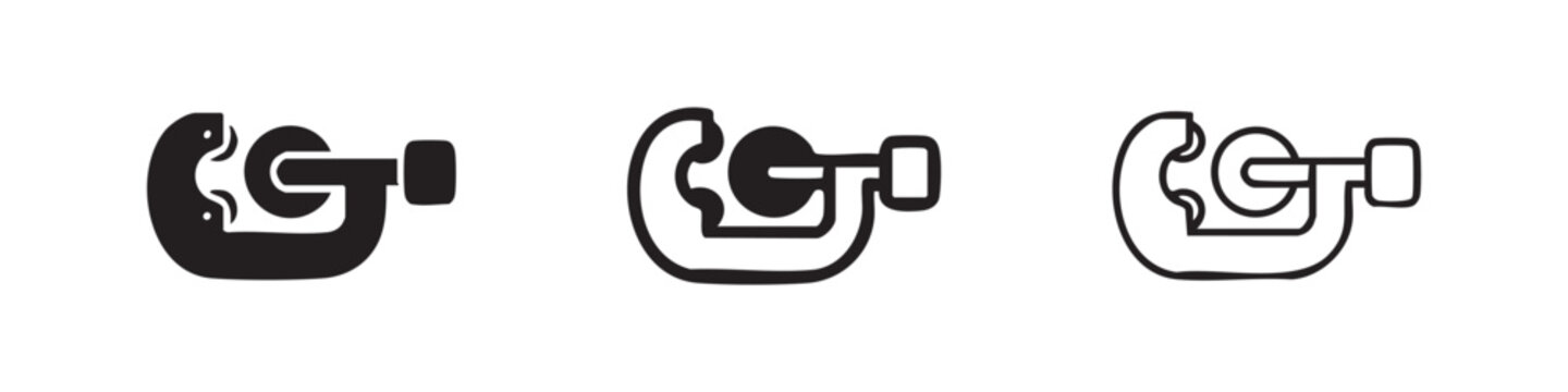 Heavy Duty G-Clamp Icon Set - Clamping Tool for Workshop and Construction Vector Designs