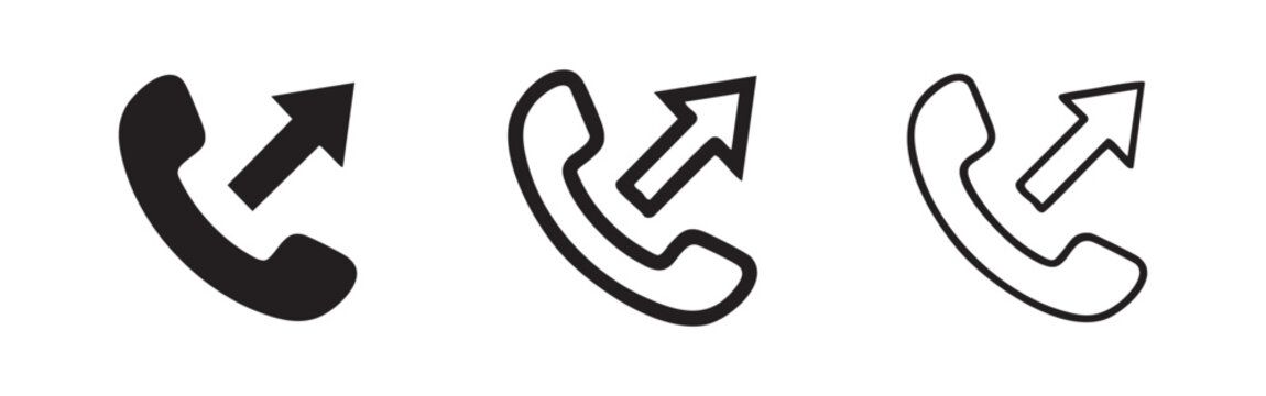 Outgoing call phone icon set, symbolizing a placed or outbound telephone communication.