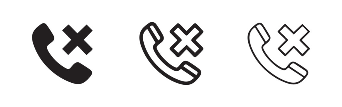 Call ended or rejected phone icon set, symbolizing declined or unavailable communication.