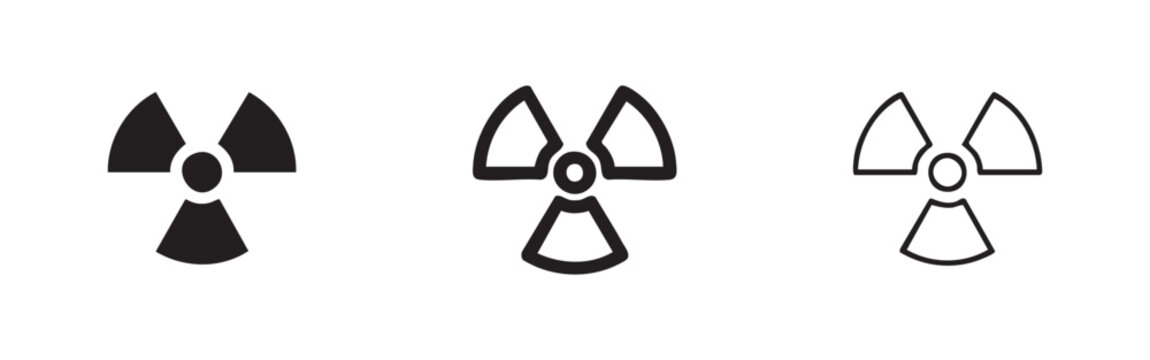 Universal radiation warning symbol icon set