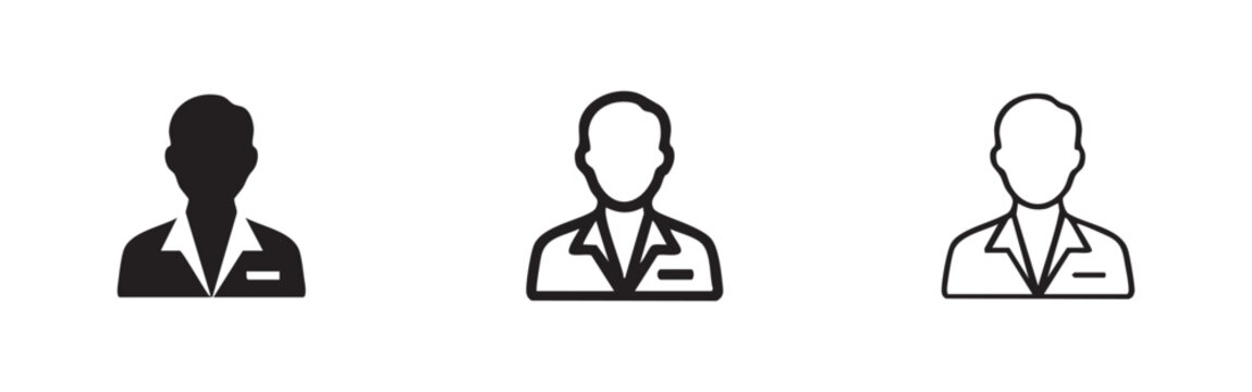 Doctor/Professional Icons: Solid, Outline, and Thin Outline