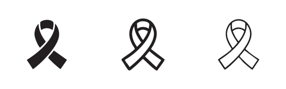 Awareness ribbon icon set, symbolizing support and charity