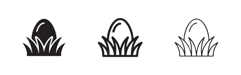 Naklejka premium Easter egg in grass icon set, spring and holiday symbols