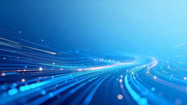 Abstract blue light lines and dots