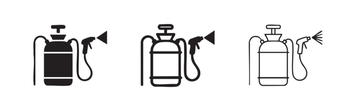Sprayer Tank Icon Set: Pest Control and Gardening