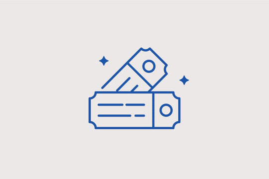 Two event tickets line icon for booking flights or museum entries. Practical vector illustration for entertainment websites and travel reservation systems.