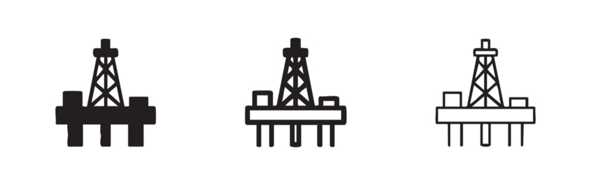 Oil rig platform icon representing offshore drilling and energy production.
