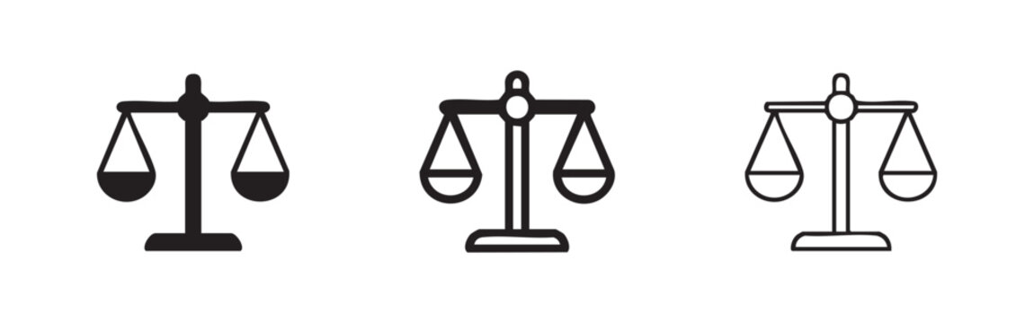 Justice Scales and Law Legal Vector Icon Set