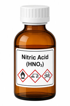 Vector illustration of nitric acid in acid bottle for lab