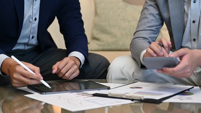 Businessman prepare data insight for evaluate project efficiency with business team for marketing research and business strategy plan.